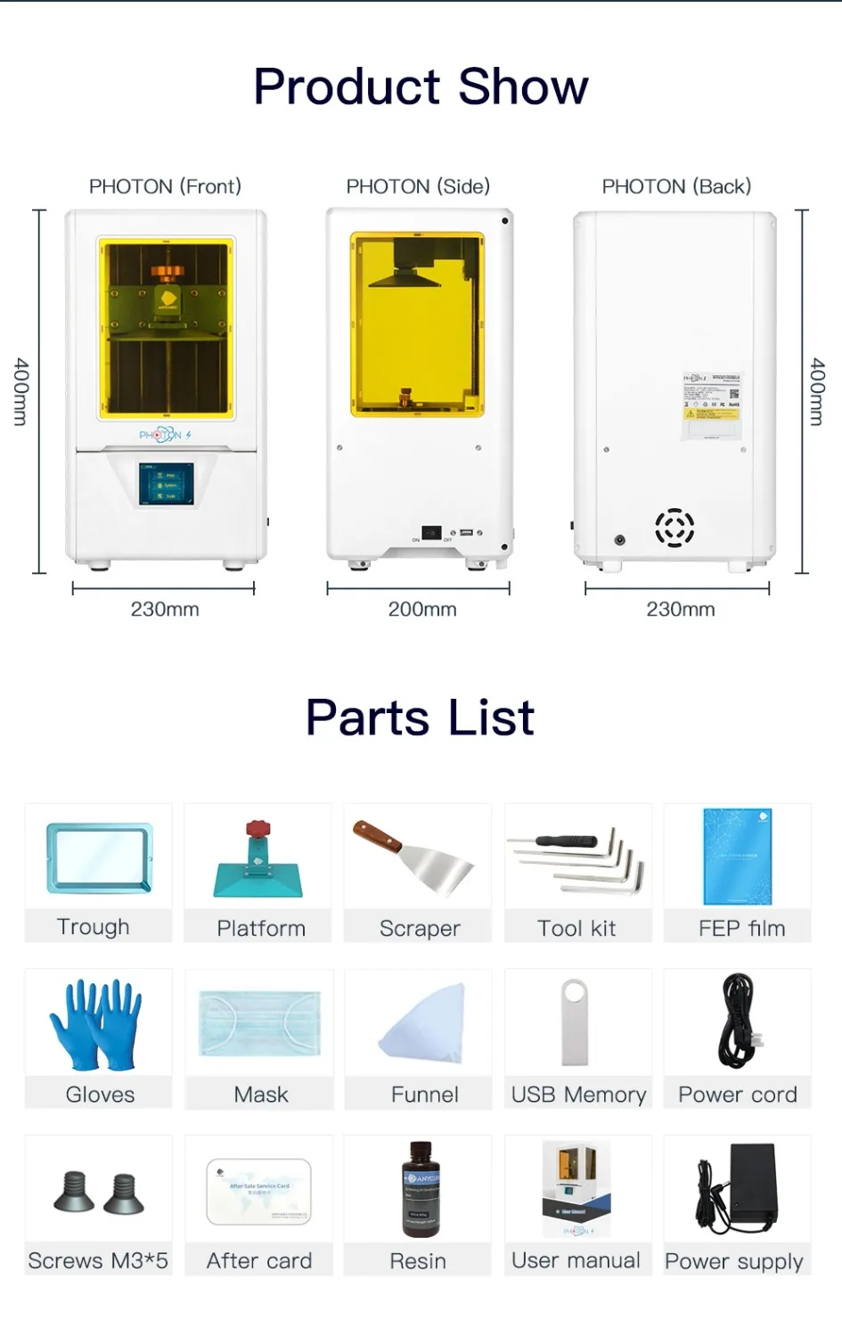 Anycubic Photon S 3d принтер SLA Быстрый срез 2 к экран 405nm УФ светильник Настольный impressora 3d принтер комплект УФ принтер impresora 3d