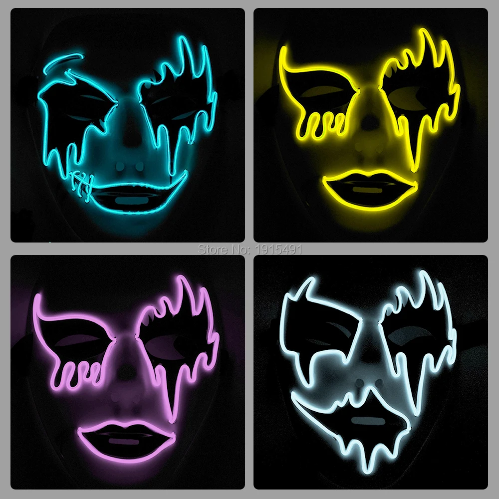 Новинка неоновая светильник ящаяся маска ночная светящаяся для Хэллоуина