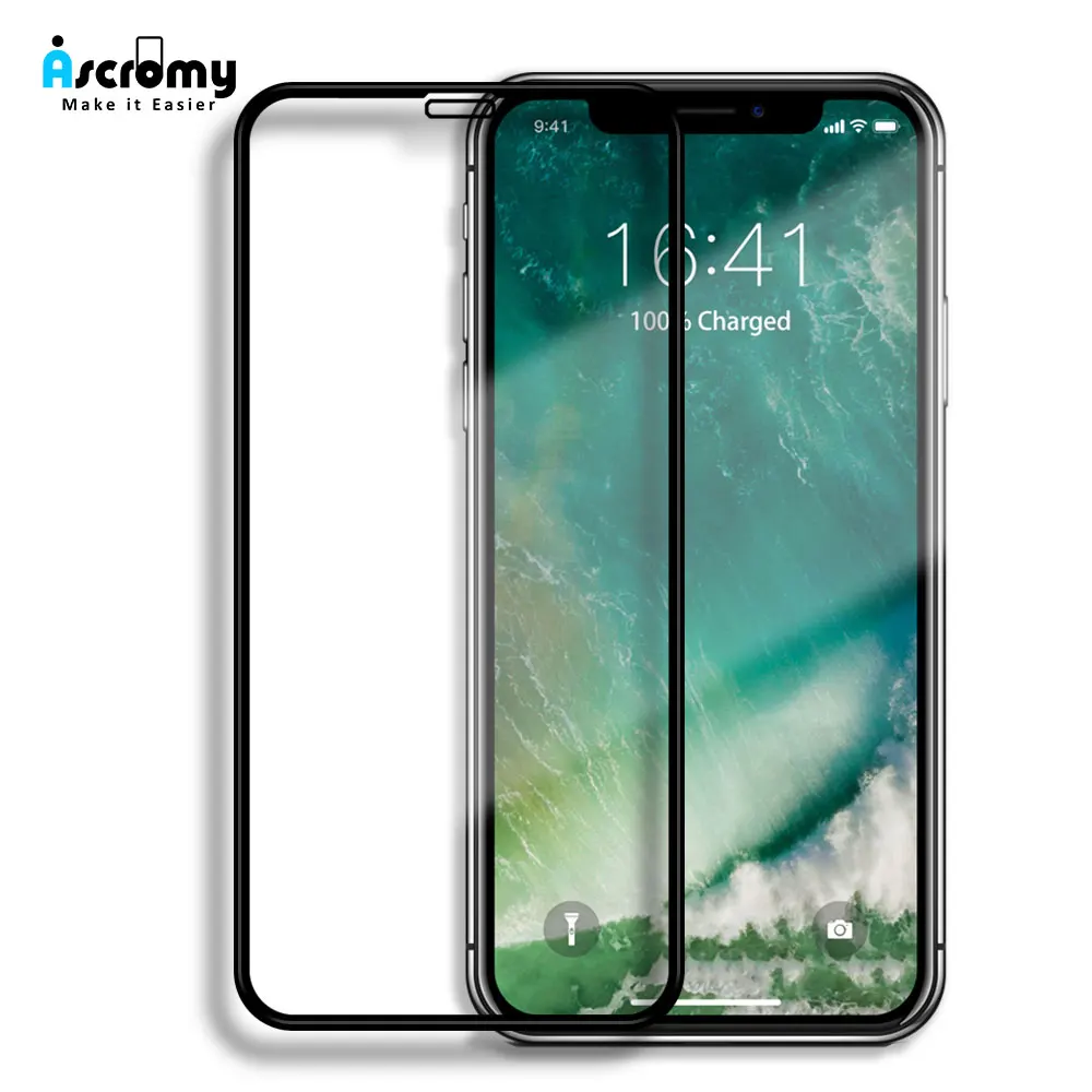 Ascromy 2 шт для iPhone X XS Max закаленное стекло Защита экрана полное покрытие пленка 10 XR 7