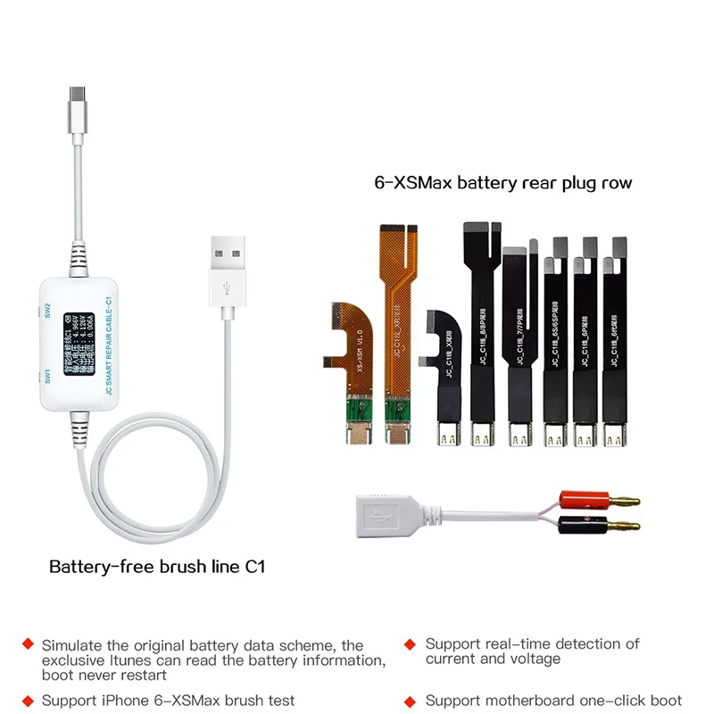 JC C1 cable JC C1 умный ремонтный ящик JC T7 T8 NAND PCIE Flash HDD для ремонта материнской платы инструмент для ремонта для iphone 8 Plus 8 7 Plus 7 6S Plus 6S - Цвет: JC C1 cable