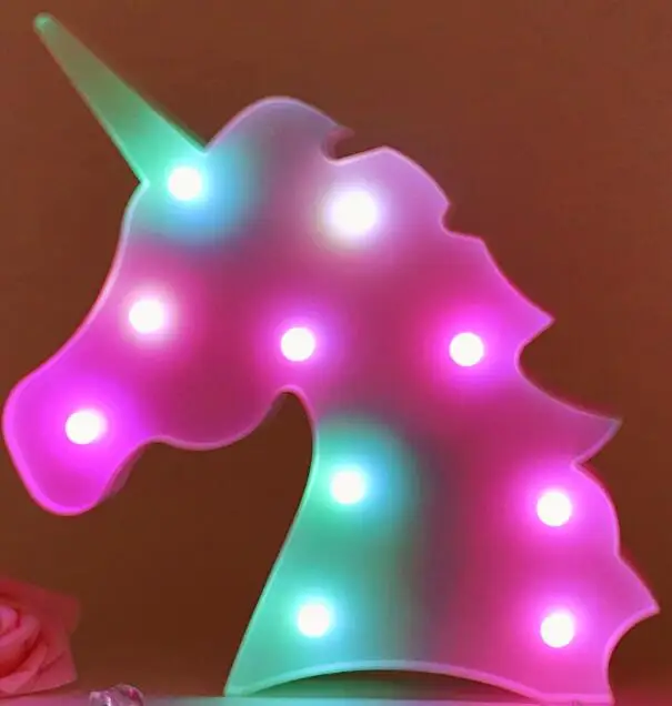 colorful Unicorn Милый светодиодный ночник в виде единорога, светящаяся настенная лампа с изображением животных из мультфильмов, настольная полка, декоративное освещение, подарки для маленьких детей - Испускаемый цвет: colorful Unicorn