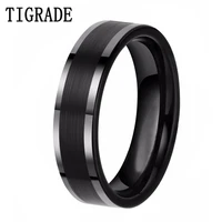 tigrade 6mm high polished black tungsten carbide ring wedding band engagement jewelry for men women fashion gift drop shipping