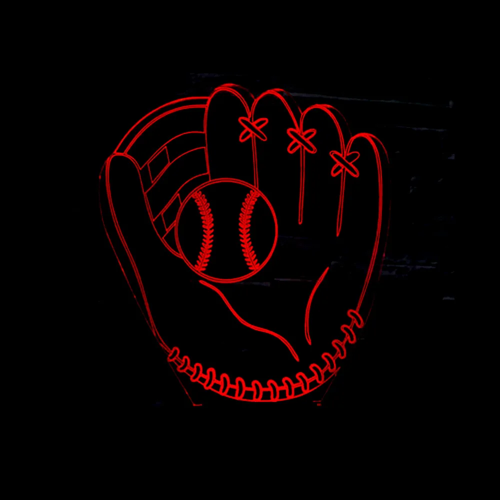 

3D Baseball Glove Catcher Pitcher Gloves Illusion Table Lamp left hand softball Colorful LED 3D Night Light for Home Decor