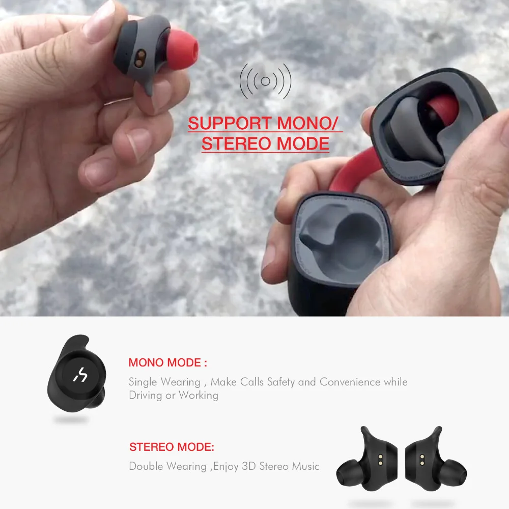 Avit TWS Bluetooth наушники настоящие Беспроводные спортивные наушники водонепроницаемые 3D стерео наушники с микрофоном для звонков с громкой связью G1