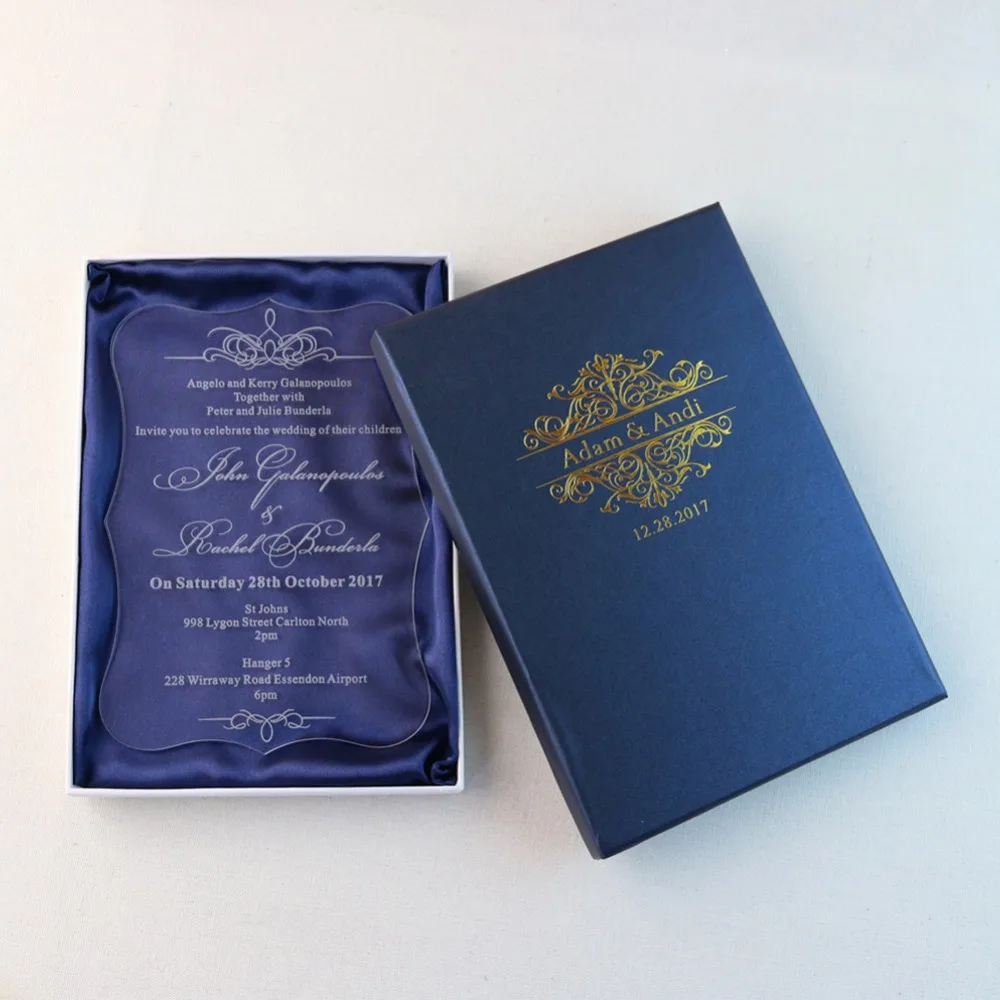 Персонализированные Акриловые свадебные пригласительные открытки для