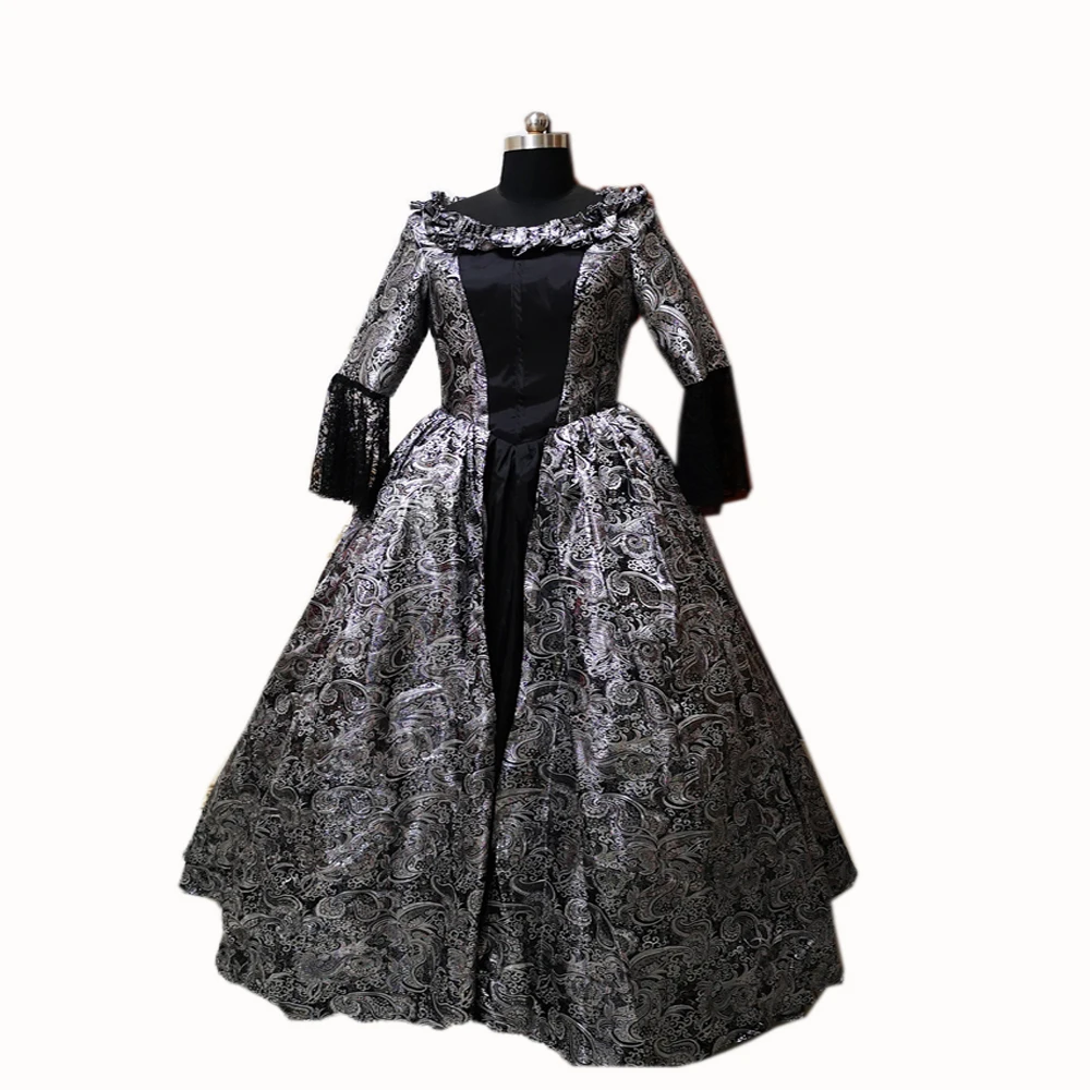 

2019 New black Halloween Cosplay dress Colonial Georgian Renaissance Gothic Historical dress D-304