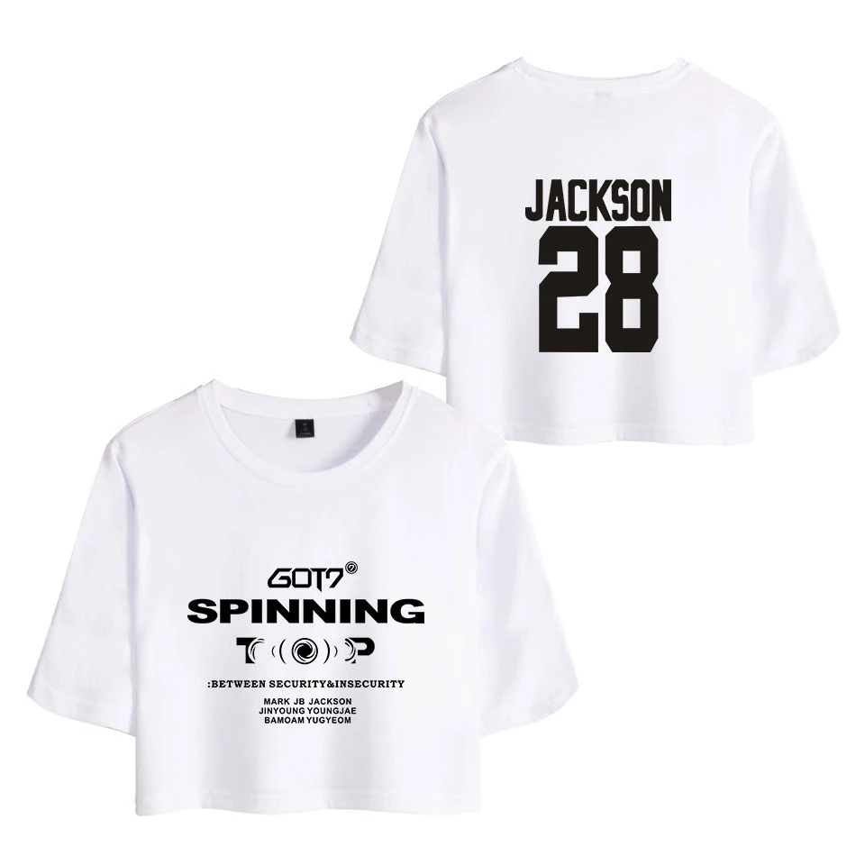 Новинка женский укороченный топ GOT7 с принтом Kpop group 2D модная Сексуальная футболка