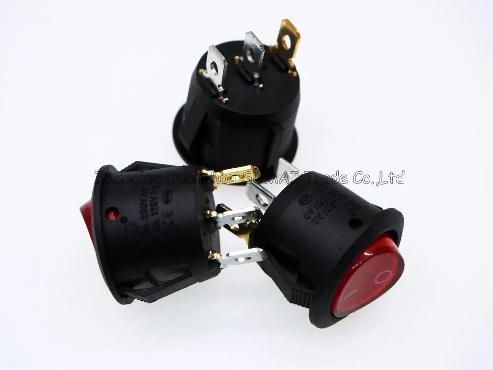 3 контактный светодиодный круглый клавишный переключатель красная кнопка