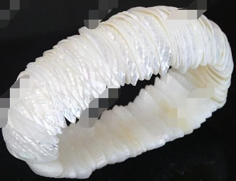 Белый перламутровый растягивающийся браслет в виде раковины из бисера морской