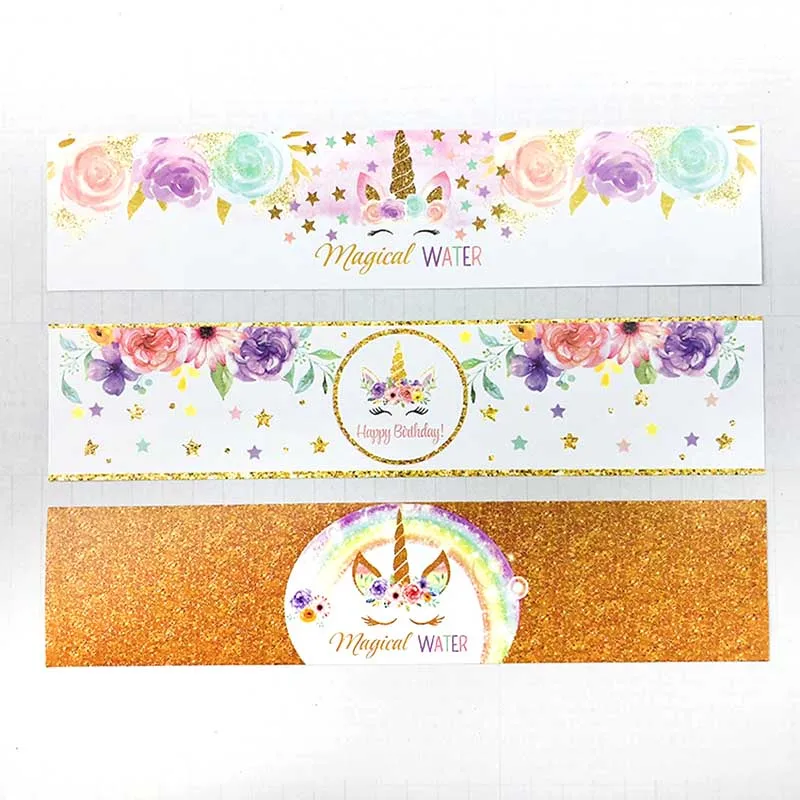 24 шт. радужная наклейка в виде бутылки с единорогом Детская Наклейка для бутылок