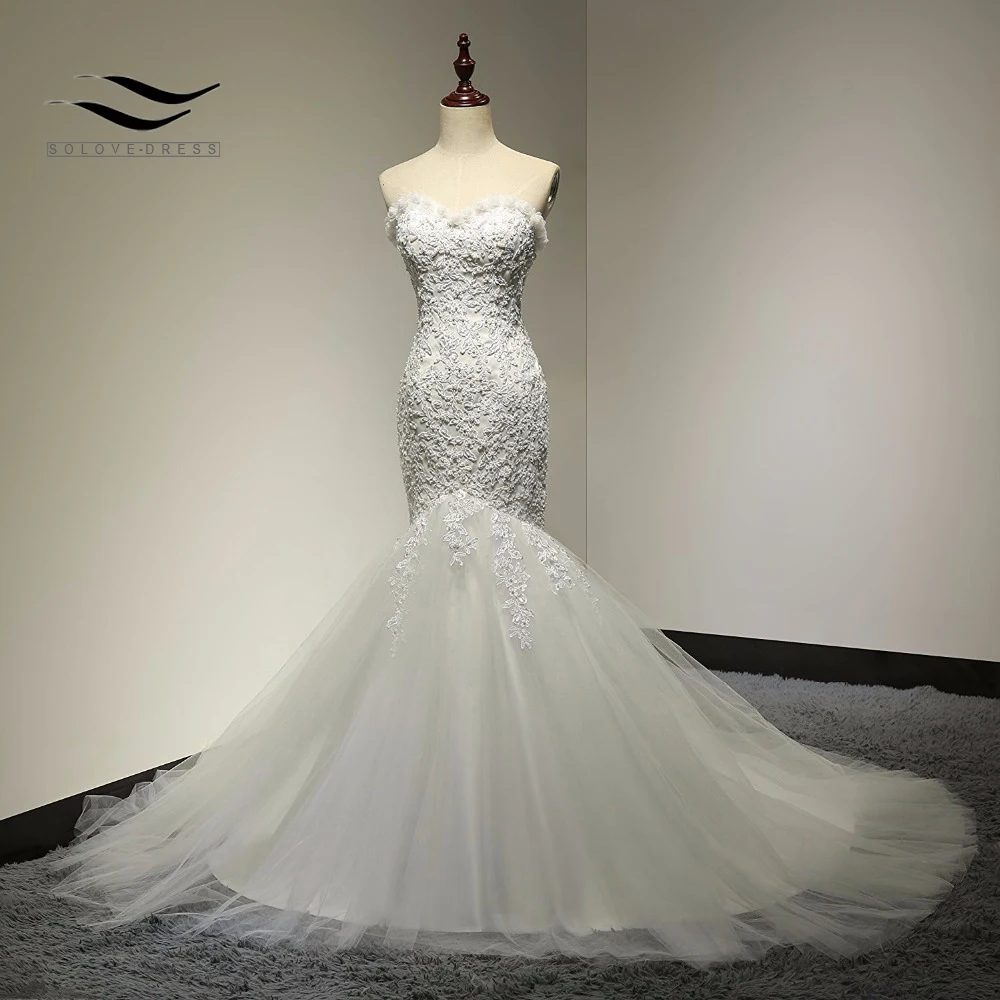 Кружевное платье Русалочка расшитое бусинами на реальные фотографии 2019|vestido de