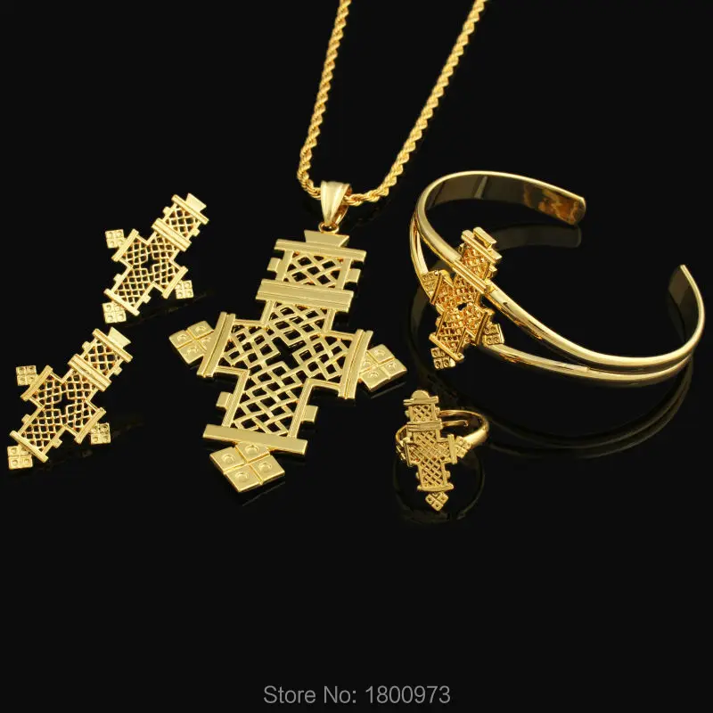 Новое поступление Модный Ювелирный Комплект с крестиками золотого цвета для
