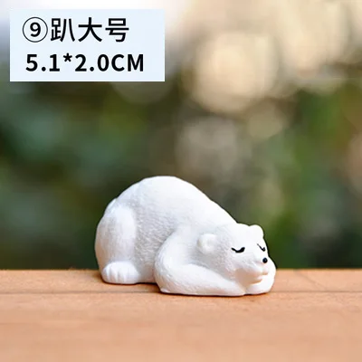 9 BAIUFOR Animal Miniatures Polar Bear White Lovely Mother Bear Keychain Material Terrarium Figurines DIY Fairy Garden Decor - Color: 9