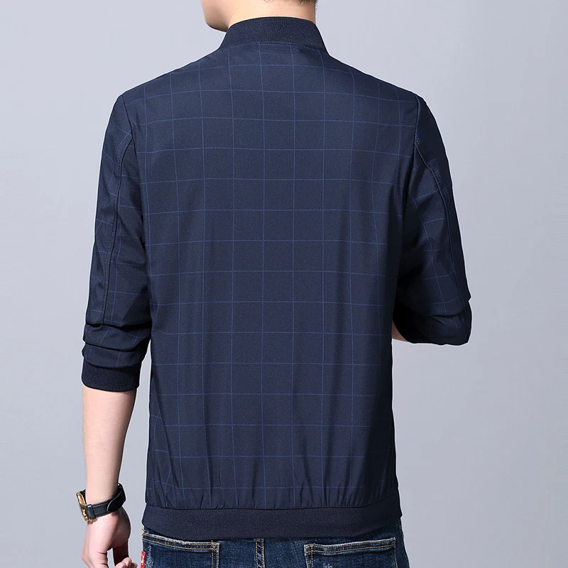 Мужская клетчатая куртка MIACAWOR бомбер с воротником стойкой повседневная верхняя