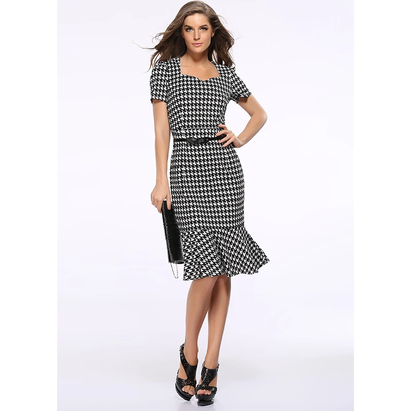 Western fashion design sexy lady slim dress Mermaid trumpet hem summer dresses vogue women vestido short sleeve V-neck bodycon | Женская