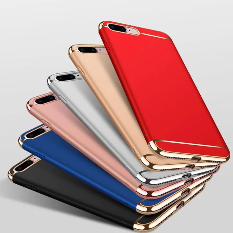 Чехол для iphone 8 Plus 3 в 1 с золотым покрытием жесткий чехол телефона из ПК 7 i7 i8