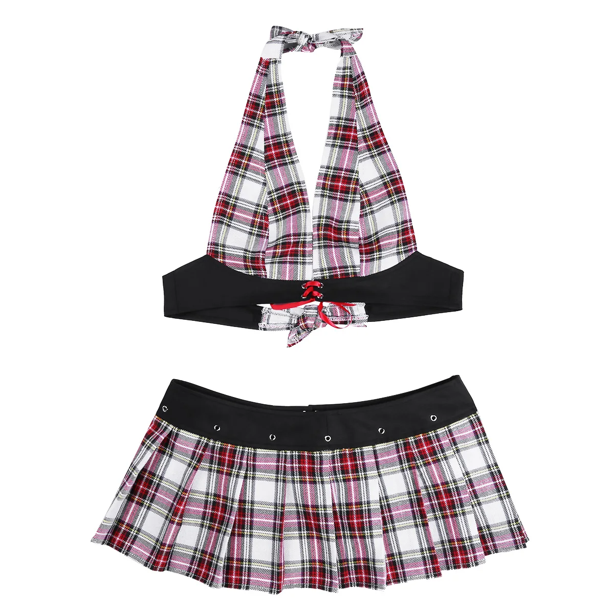 IEFiEL экзотические Женские клетчатые костюмы Babydoll школьная форма сексуальный