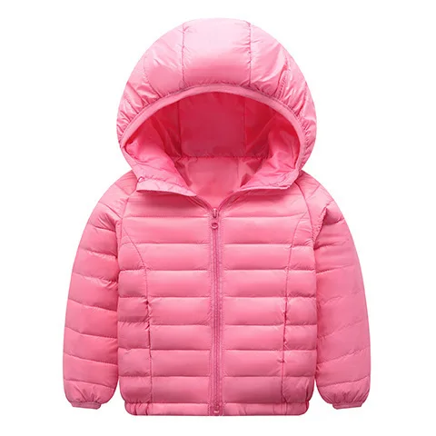 pink Модная тонкая одежда для детей 2-13 лет; Верхняя одежда и пальто для мальчиков; сезон осень-зима; светильник; куртка-пуховик для девочек; теплая детская одежда с капюшоном - Цвет: pink
