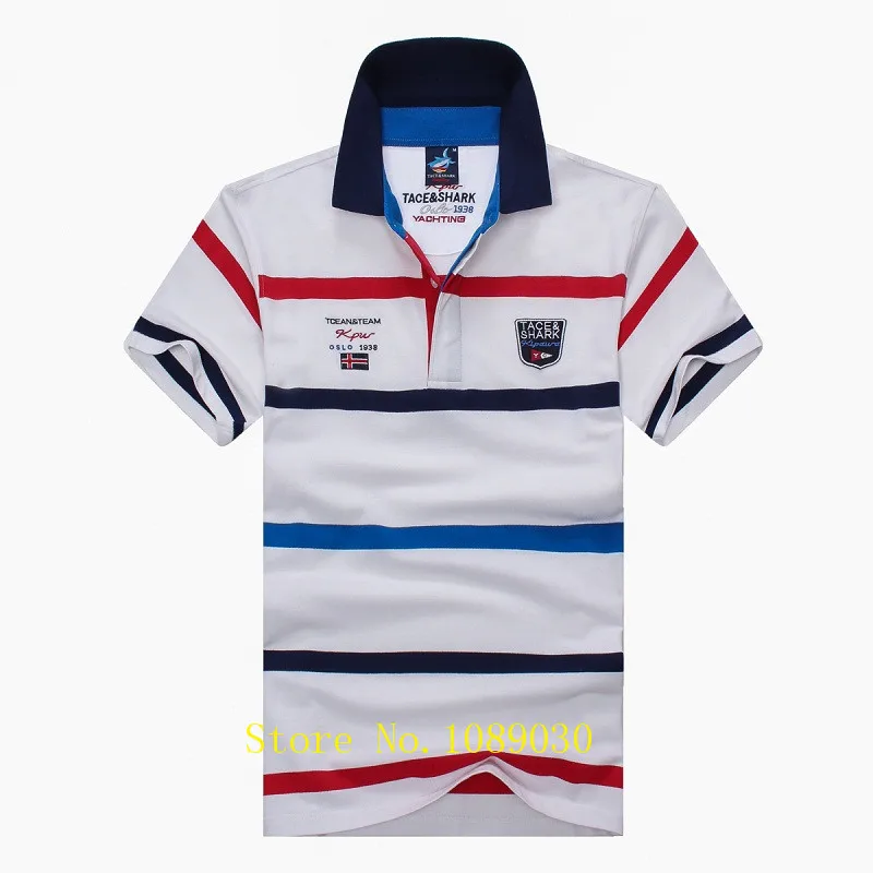 Tace & футболки Shark polo para hombre полосатая рубашка masculina брендовая мужская поло летний