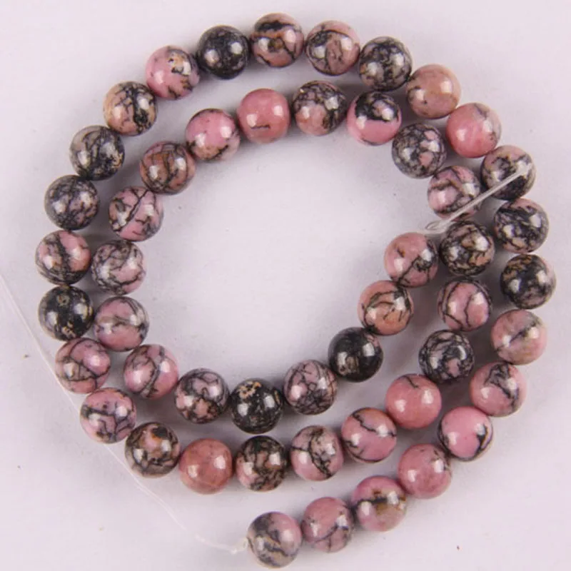 Круглые Бусины Из Натурального родонита 8 мм 16 дюймов изготовление ювелирных