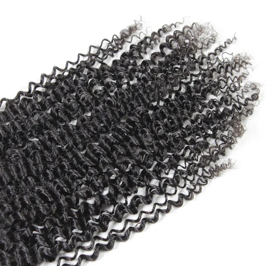 

Liweike Kinky Curly 4*4 Lace Closure Brazilian 100% Remy Human Hair Free Part 150% Density Natural Black 1B Color Closures