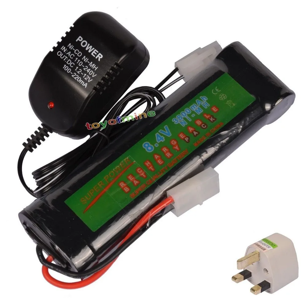 8.4V 3800mAh NiMH Rechargeable Battery Pack For RC Airsoft + Charger Best Price US/ EU/AU/UK Plug Adapter | Электроника