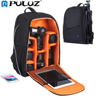 puluz outdoor portable waterproof scratch proof dual shoulder backpack camera bag digital dslr photo video bag with rain cover