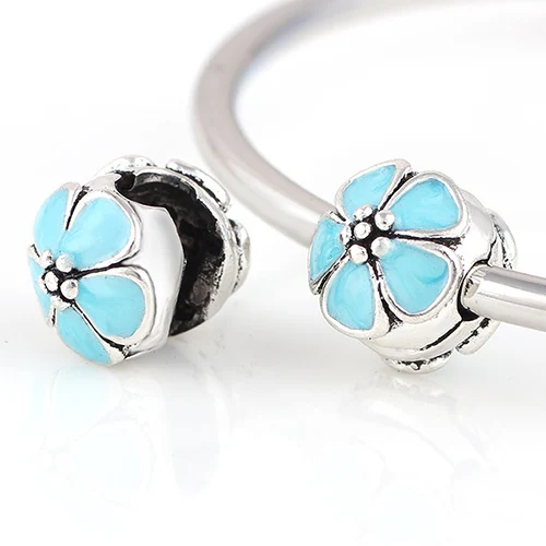 Серебряные медные бусины Lampwork стоппер цветочный зажим Европейский бисер круглые