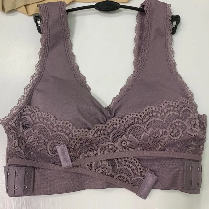 

Women New Fashion Cross Side Buckle Bras Lingerie Push Up Sexy Bra Without Rims Lace Gathered Sporty Underwear Fitness Bra