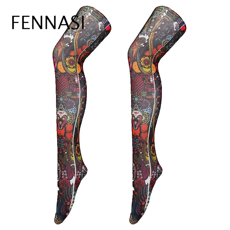 FENNASI Хэллоуин женские красочные печати плотные чулки дамы Косплей