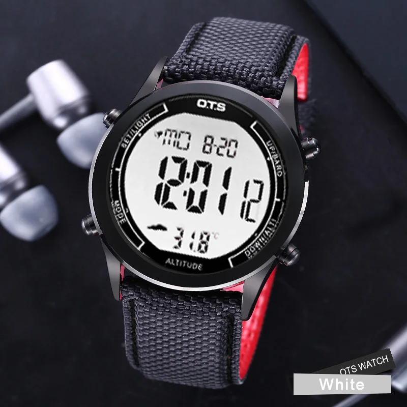 White OTS мужские спортивные часы 30 м водонепроницаемые цифровые светодиодные армейские часы мужские модные повседневные электронные наручные часы - Цвет: White