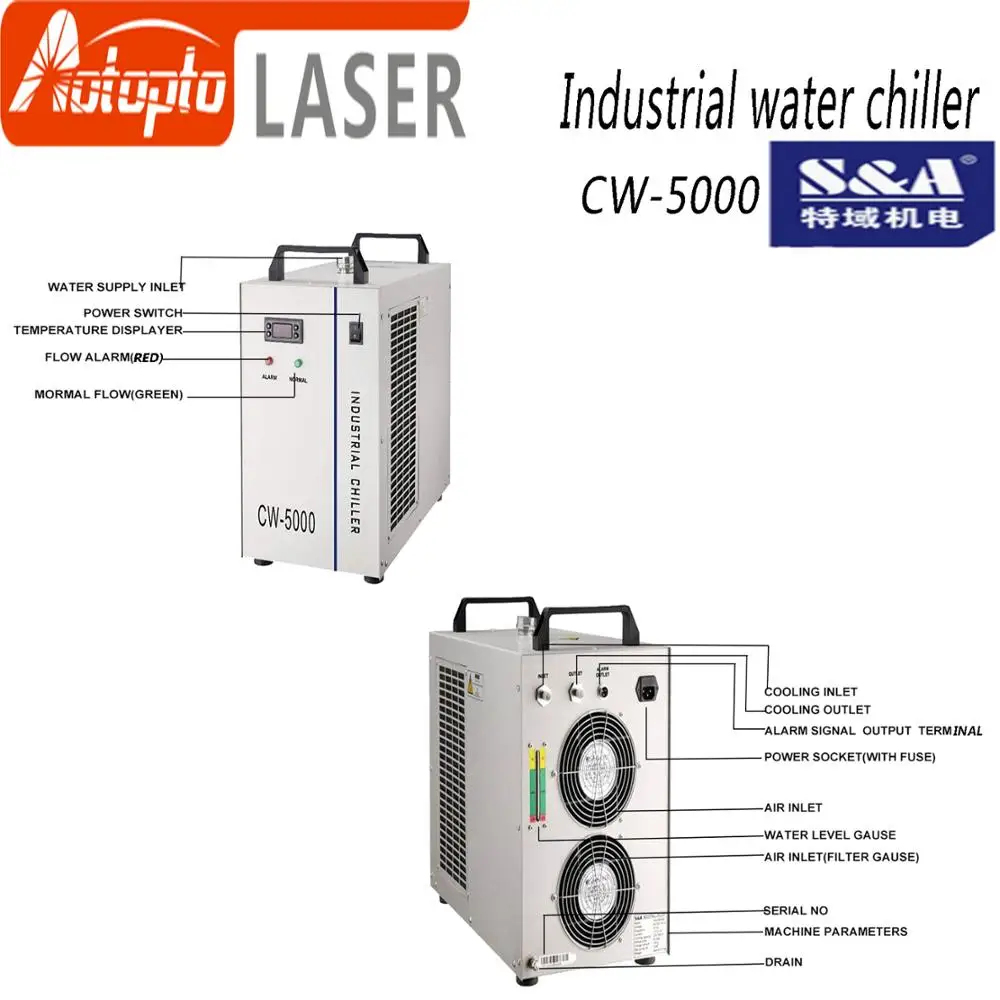 Хит продаж Водяной охладитель indrustry CW5000 охлаждение для CO2 лазерной трубки 100 Вт