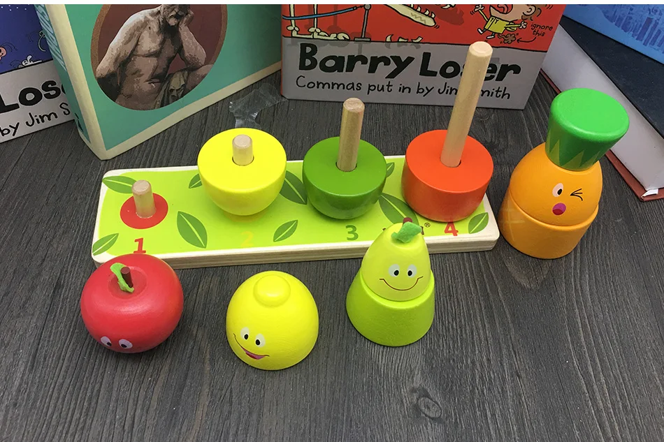 JaheerToy деревянные игрушки для детей Монтессори обучающая игрушка животные и фрукты 2-3-4 года для детей колонна