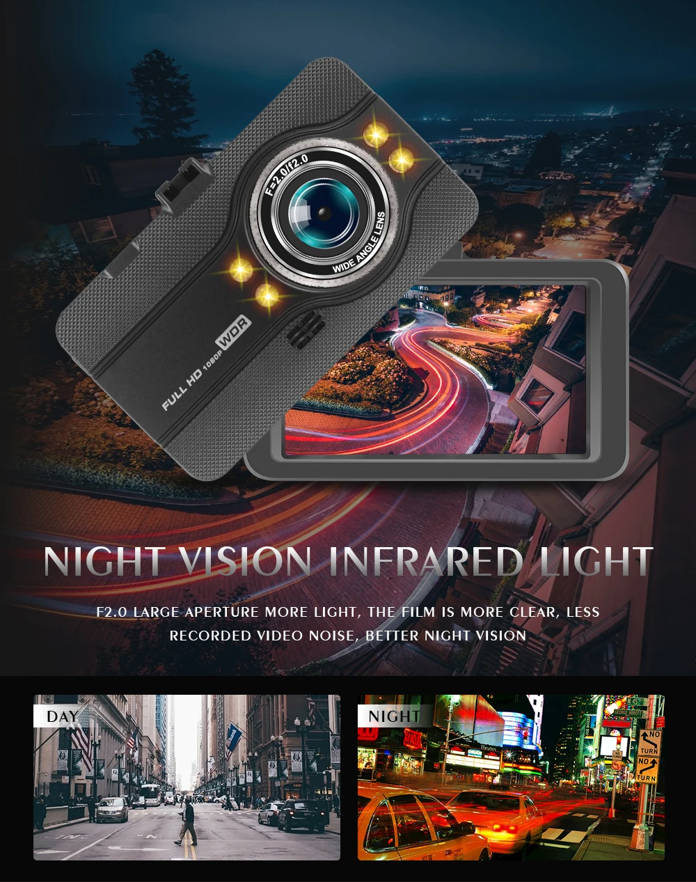 Автомобильный видеорегистратор, novatek авто камера 1080P 2," full hd видеорегистратор Регистратор