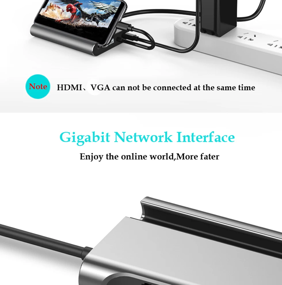 Usb type C к HDMI VGA RJ45 PD USB 3,0 type-c док-станция USB-C концентратор адаптер для Mac Air Pro huawei Mate10 samsung S8