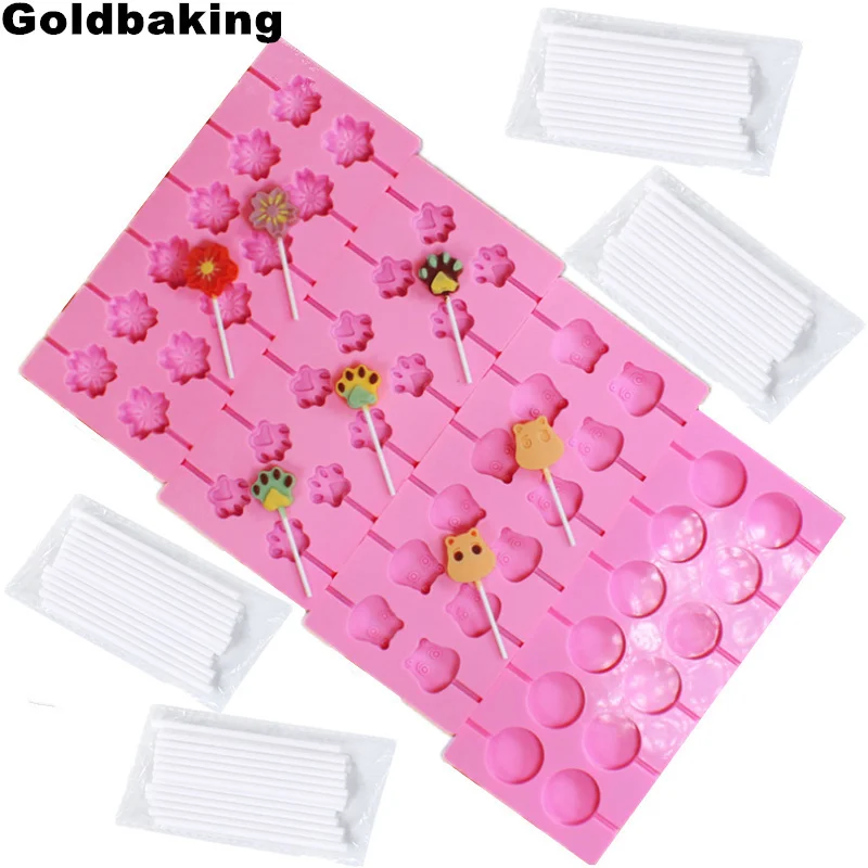 Goldbaking силиконовые леденцы формы для выпечки Твердые конфеты формы поп-формы с поп-запасами