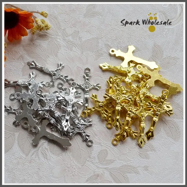 

100pcs/lot Wholesale Religious Metal Small Cross Catholic Crucifix Alloy Jesus Cross Nickel & Gold Color Cross Pendant