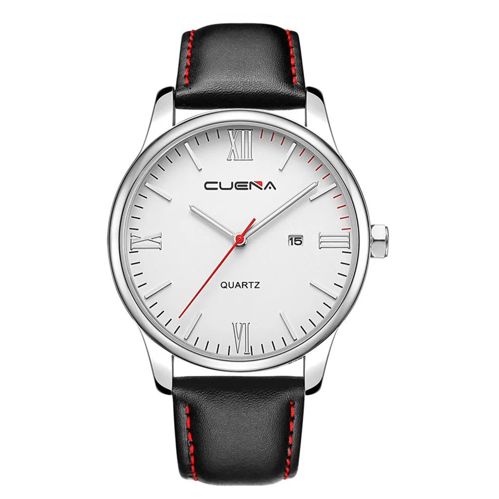 Мужские часы класса люкс из искусственной кожи с синим лучем стекло кварцевые