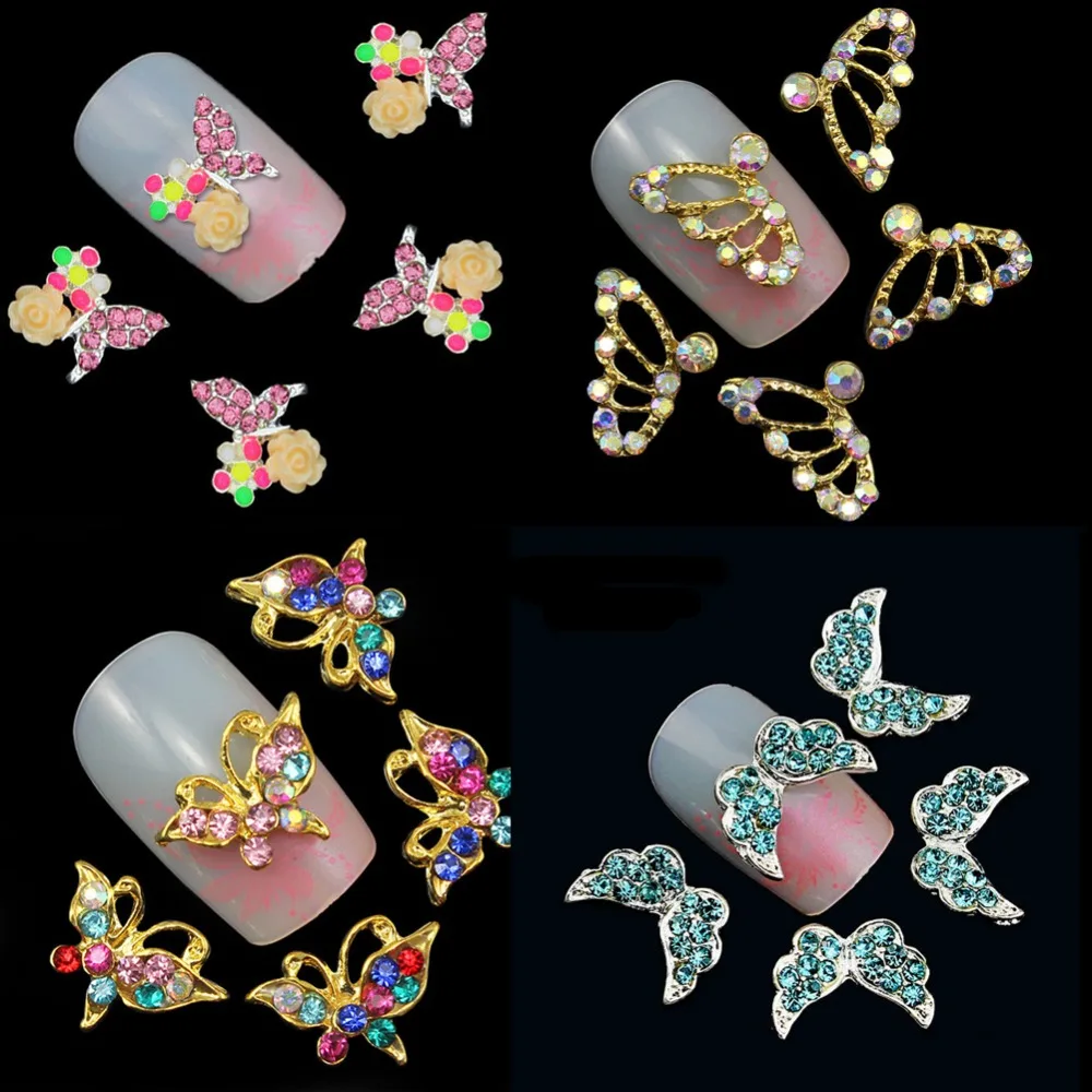 10 шт. сплав ногтей Шпильки для цвета: золотистый серебристый розовый черная