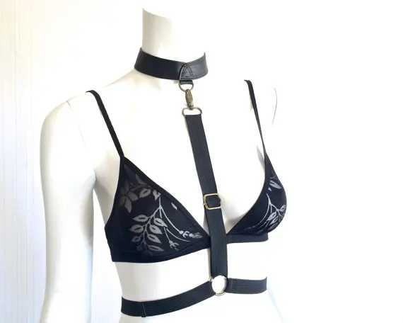 Кожа шорно ожерелье эластичный пояс черный бдсм фетиш воротник колье украшения