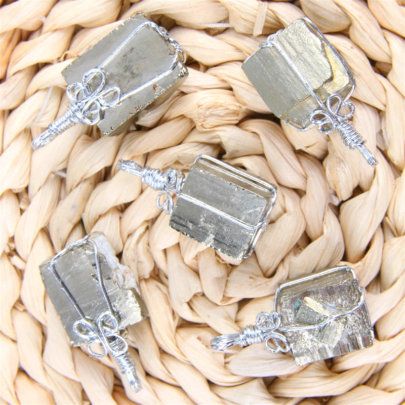 Естественный неправильной формы золотистый Пирит кулон ожерелье оригинальный