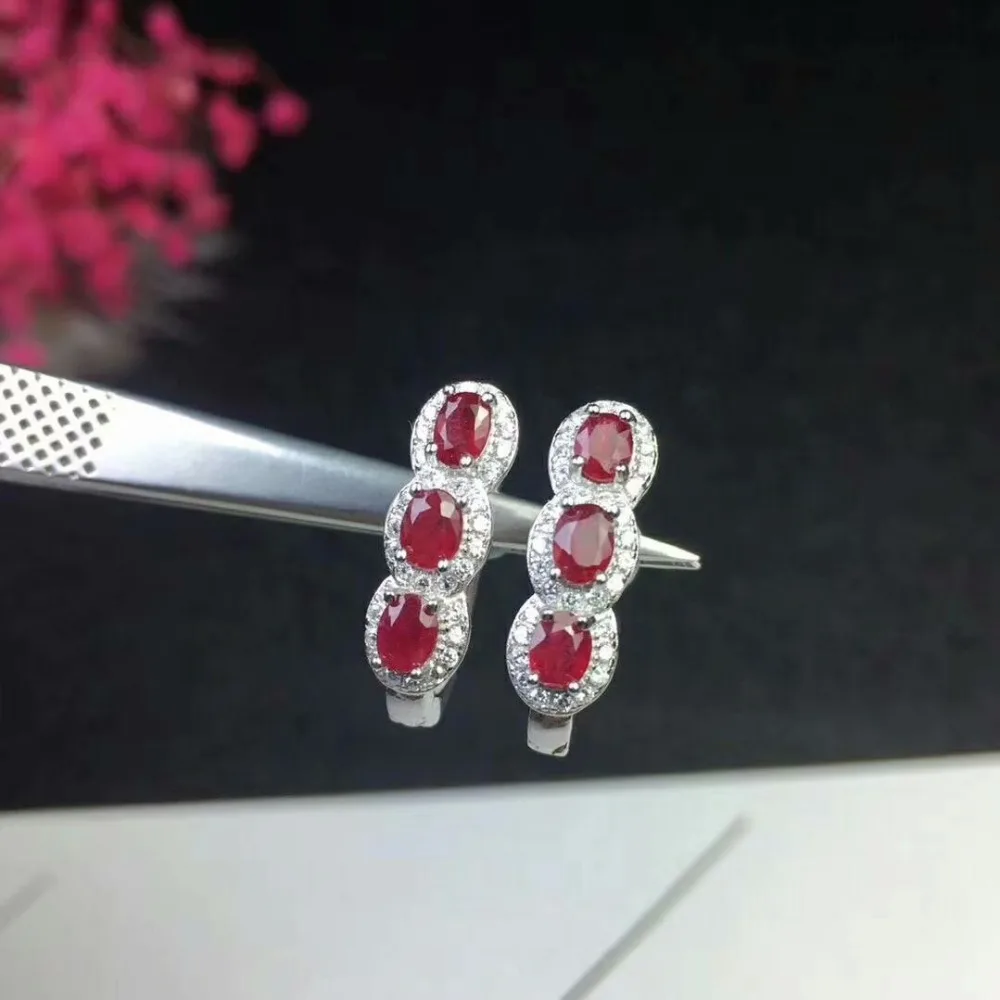 Серьги пусеты shilovem из серебра 925 пробы с натуральным Рубином модные украшения для