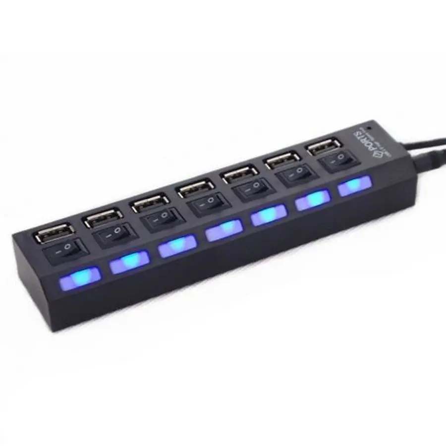 7 порт USB 2 0 3 концентратор Мульти разветвитель с Мощность Вкл/выключения высокого
