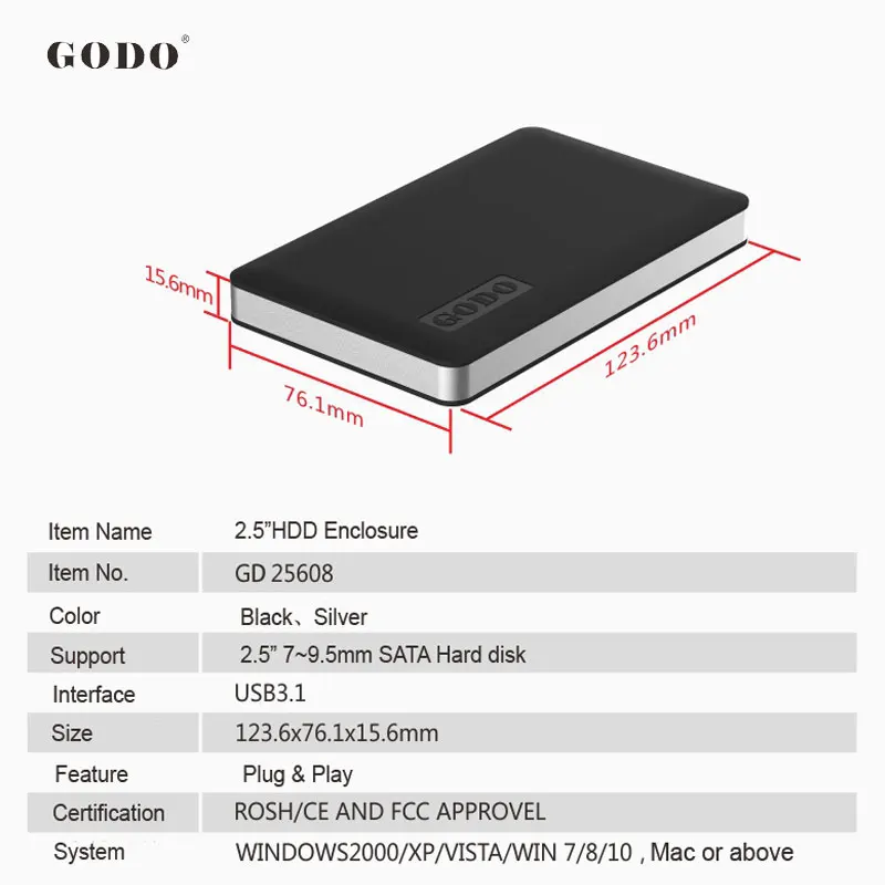 2 5-дюймовый SATA к USB3.1 Gen2 Type-C SSD адаптер/HDD корпус для жесткого диска Seagate Samsung ssd