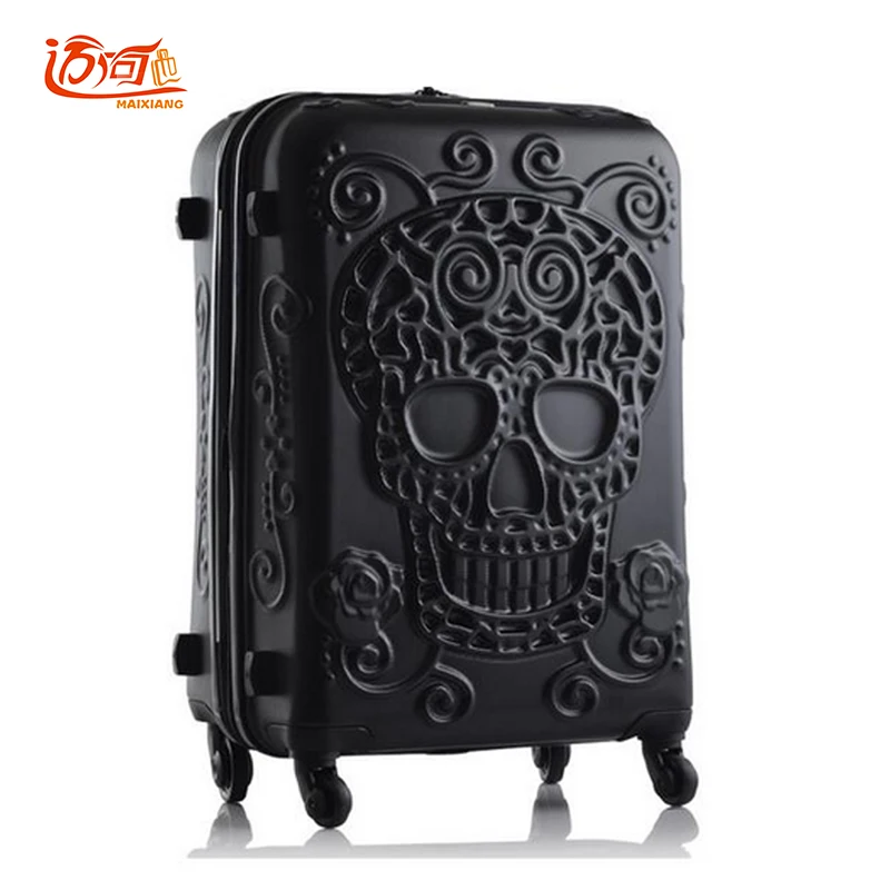 2018 20 24 28 дюймов череп Чемодан Неломающийся Rolling Водонепроницаемый Carry On Travel Pc + abs
