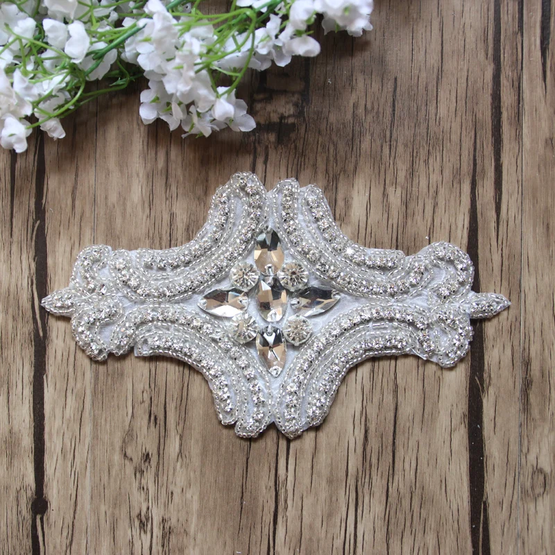 

Free Shipping Wholesale 6 pcs/lot 6'' Rhinestone Applique for Wedding Gown Bridal Sash Evening Wear LSAP027