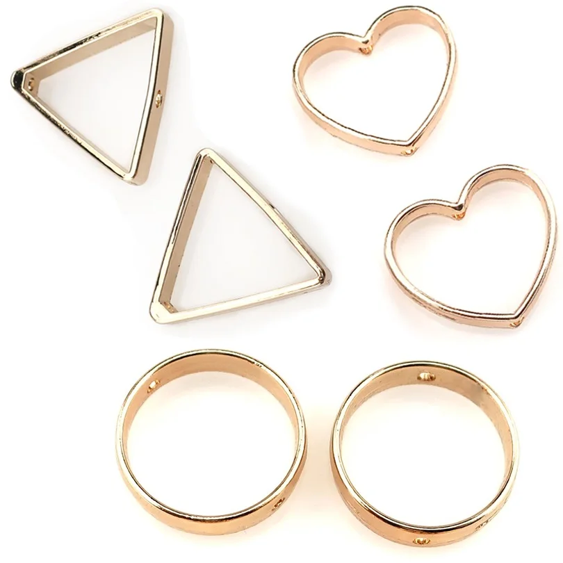 

50pcs Gold Tone Triangle Heart Rings Beads Charms For Jewelry Making Alloy Beads Frame Diy Findings Wholesales