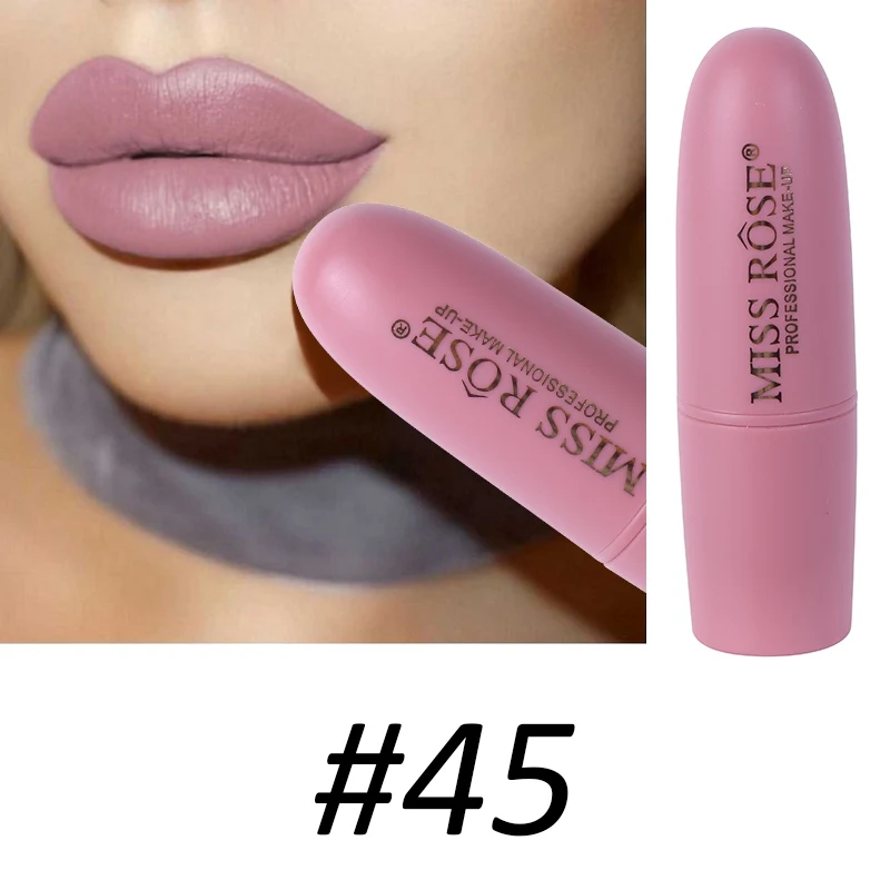 R45 Miss Rose, женская красная помада, 10 цветов, Wterproof, вампирский коричневый, красота, Детские губы, Batom, матовая помада, макияж, косметика, блеск для губ - Цвет: R45
