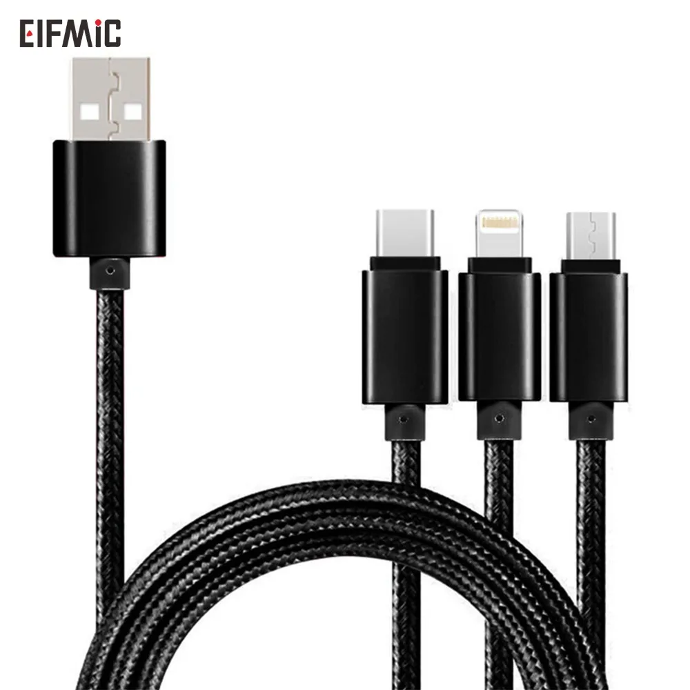 ELFMIC 2.4A кабель для быстрой зарядки Micro-usb-type-C светильник для xiaomi huawei iphone ipad samsung