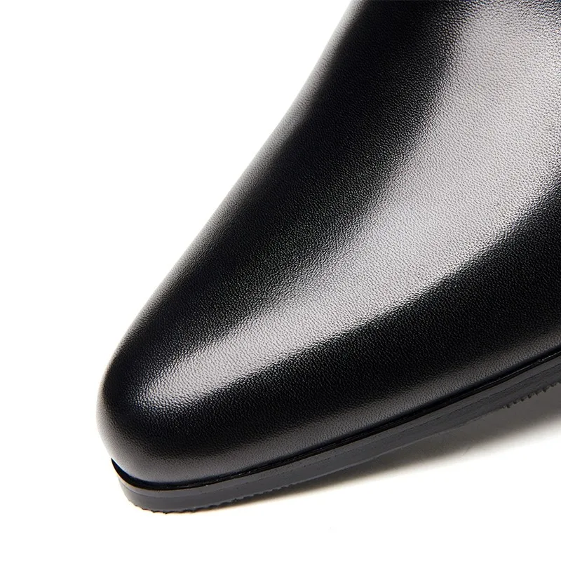 Ботинки мужские из натуральной кожи заостренный носок высокий каблук до